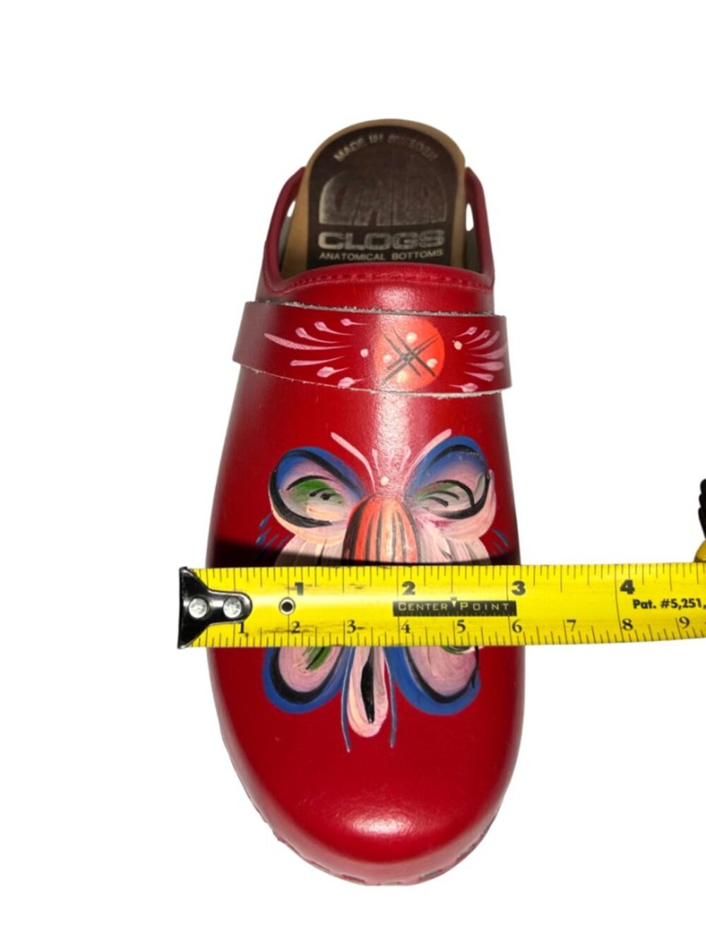Hand-Painted Swedish Clogs Red Leather With Floral Design Size 7 By Dala Clogs - Picture 12 of 12